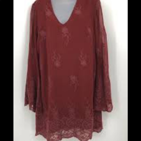 WAYF burgundy embroidered midi dress size small - Picture 2 of 7